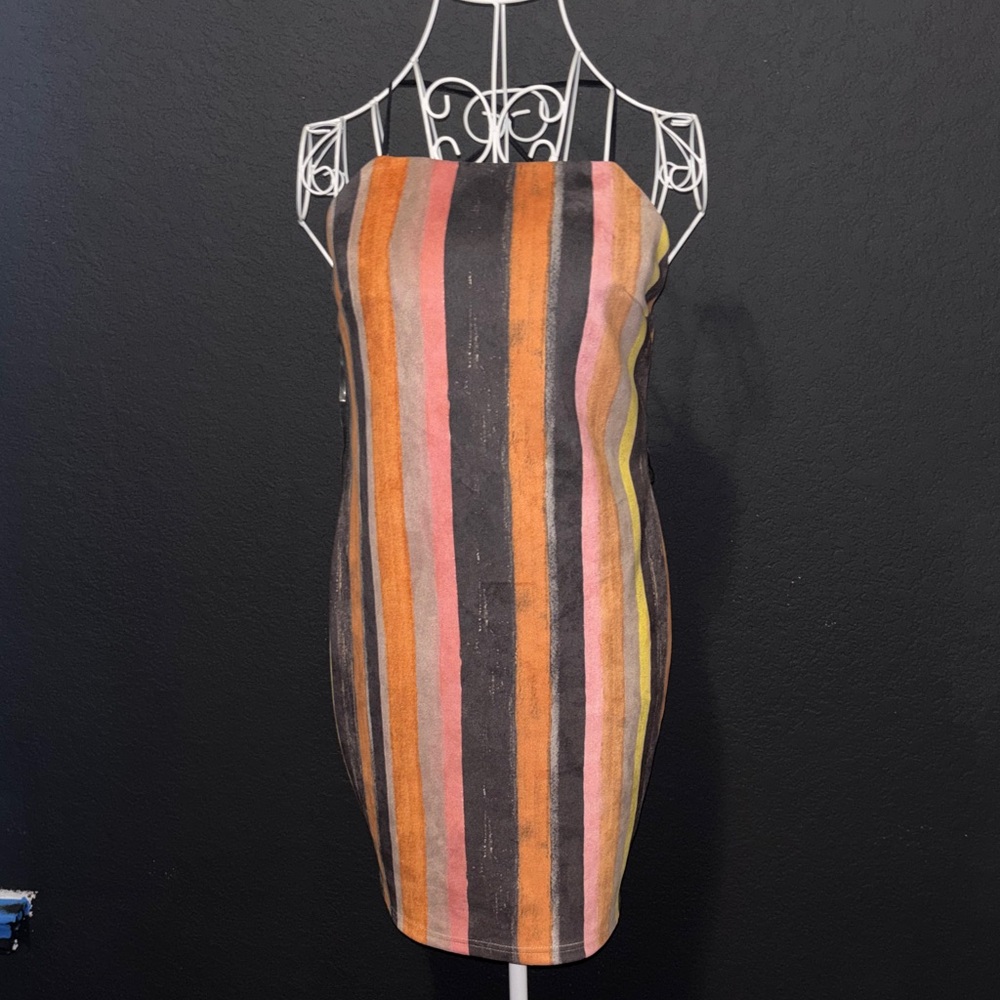 Striped Multicolor spaghetti strap  Sheath Dress